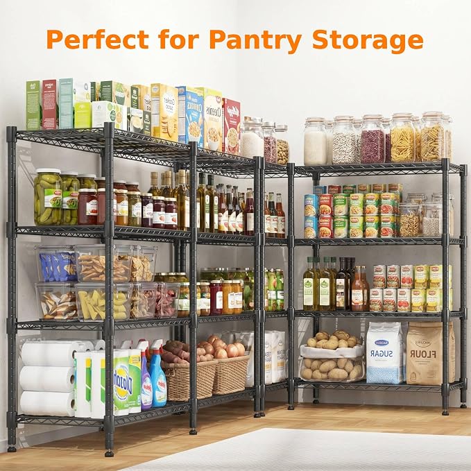 Homdox 4-Tier Adjustable Metal Storage Shelves, Space-Saving Corner Rack - Image 4