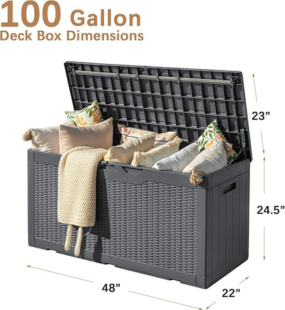 Devoko 97 Gallon Deck Box, Waterproof Resin Outdoor Storage Box - Image 4