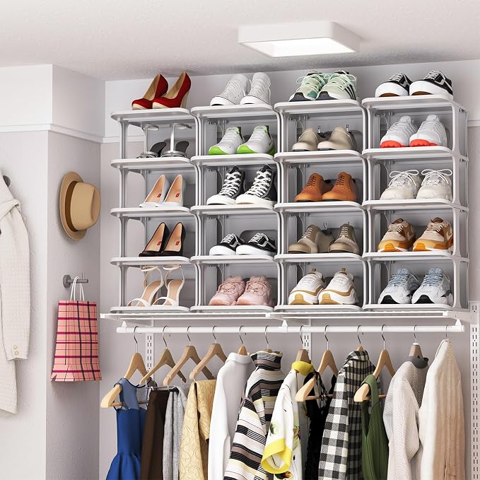 HAIXIN Small Shoe Rack for Closet Grey 5-Tier Shoe Organizer | Compact Size for - Image 6