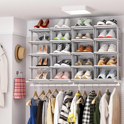 HAIXIN Small Shoe Rack for Closet Grey 5-Tier Shoe Organizer | Compact Size for - Image 6