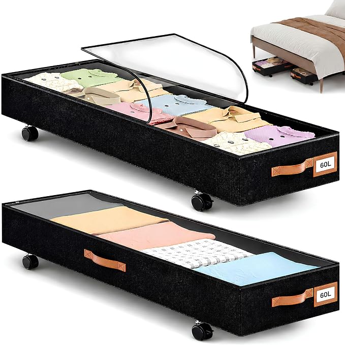 Under Bed Storage with Wheels 39inch, Extra Long Under Bed Storage Bins by Unknown