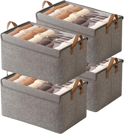 AARAINBOW Closet Clothes Organizer Bins 4 Pc, Fabric Box Storage Shelf Bins by AARAINBOW