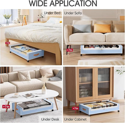 Yecaye Under Bed Storage with Wheels, 2 Pack Under Bed Storage Containers - Image 6