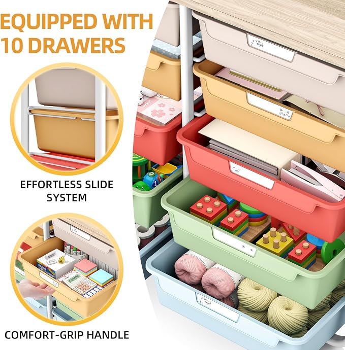10 Drawer Rolling Storage Cart - Image 4