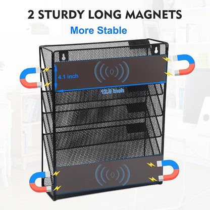 EASEPRES Magnetic File Organizer Mesh 6-Tier, Hanging Wall Mount File Organizer - Image 2