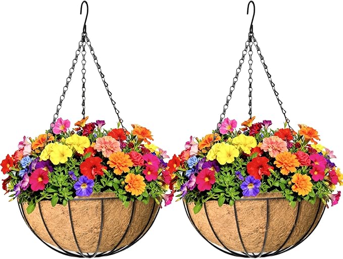 2 Pack 12 inch Hanging Baskets Planter by KIDYBELL