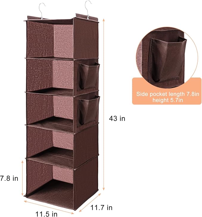 BOOMIBOO Hanging Closet Organize and Shelves，5-Hanging Shelf - Image 3