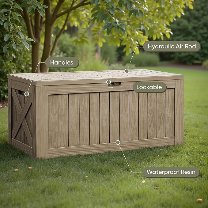 Flamaker Resin Deck Box 120 Gallon Waterproof Large Outdoor Storage Box | - Image 5