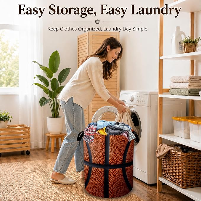 Basketball Texture Laundry Basket - Image 6