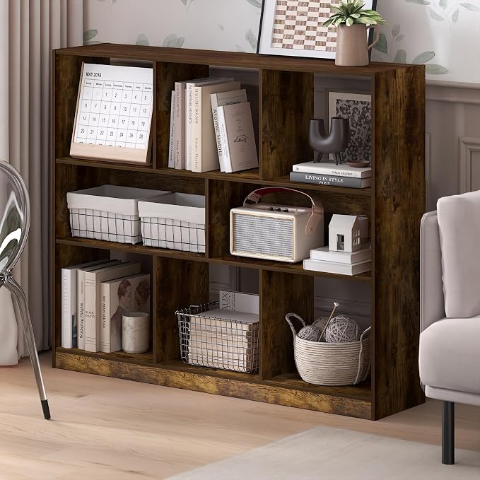 Furinno DALY Book Shelf, 8-Cube Bookshelf, Horizontal Cube Storage Organizer - Image 2