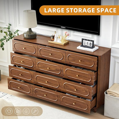 12 Drawer Fluted Dresser for Bedroom, Mid Century Modern Chest of Drawers - Image 4