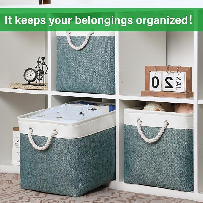 Bidtakay Large Storage Baskets for Shelves 3 Pack Fabric Storage Bins for - Image 2