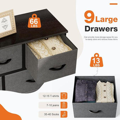 Sweetcrispy 9-Drawer Fabric Dresser Storage Tower - Image 5