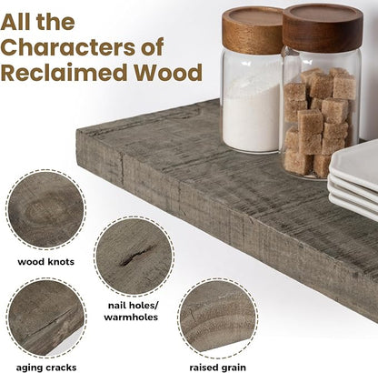 FLYJOE Floating Shelves | 8" Deep Rustic Reclaimed Barnwood Wall Hanging Shelves - Image 4