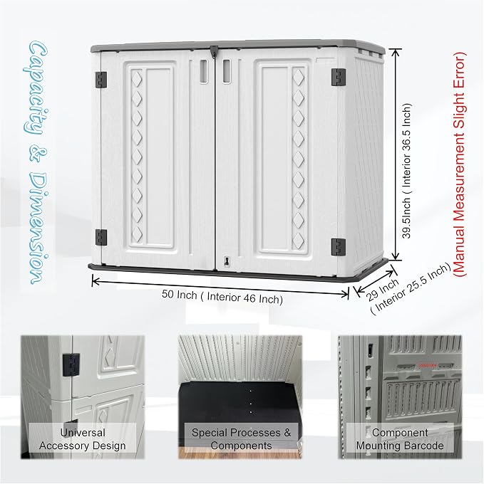 Sheds & Outdoor Storage, 34 Cu.ft Horizontal Storage Sheds Outdoor - Image 5