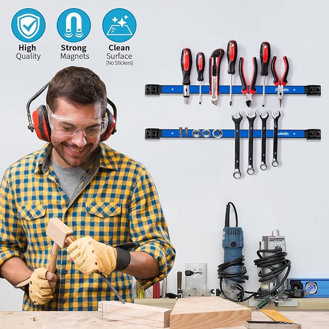 4 Pieces 18" Magnetic Tool Holder Strip, Metal Tool Organizer Rack - Image 2