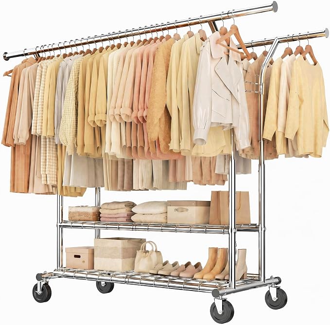 GRANNY SAYS Heavy Duty Clothes Rack Rolling Clothing Racks by GRANNYSAYS