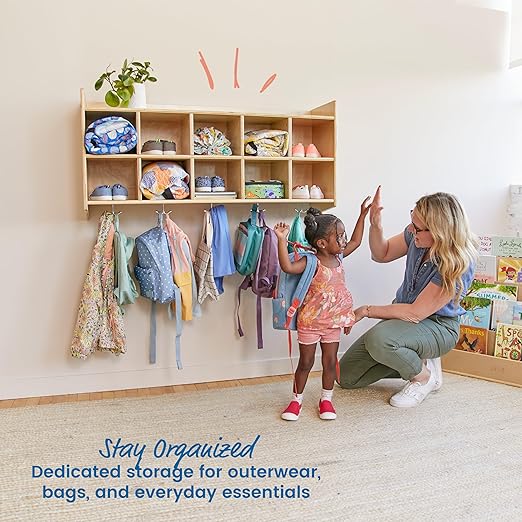 ECR4Kids 10-Section Wall-Mounted Hanging Coat Locker - Image 3
