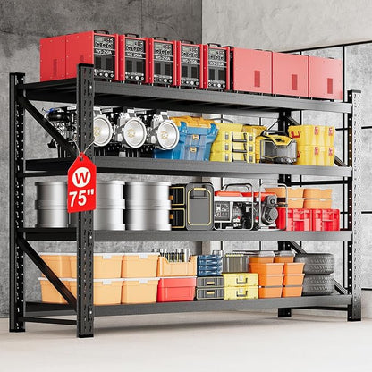 MIIIKO 75" W Storage Shelves, 8000LBS Metal Garage Storage Shelving, Heavy Duty by MIIIKOOfficeFurniture
