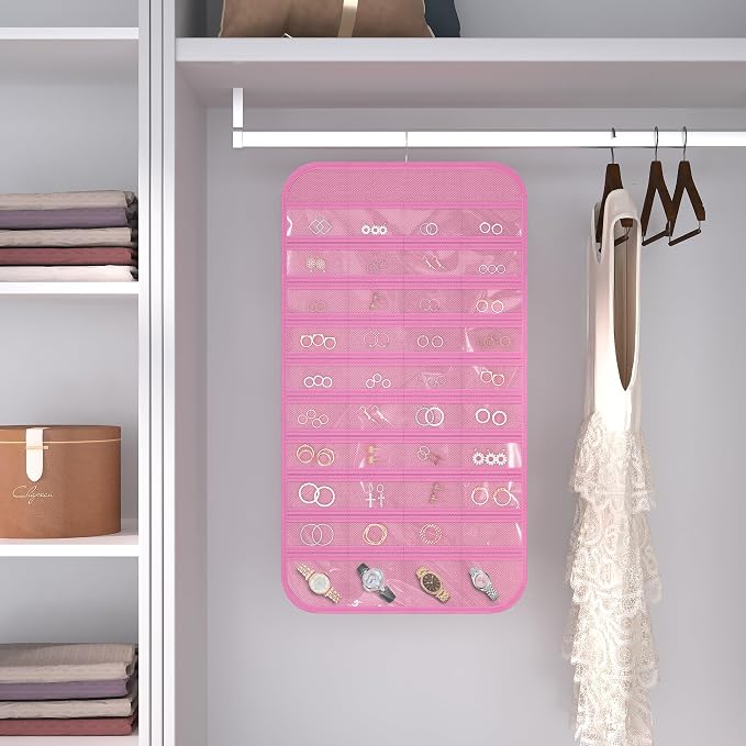 Hanging Jewelry Organizer Storage, 40 Pockets 36 Hooks Necklace Earring - Image 8