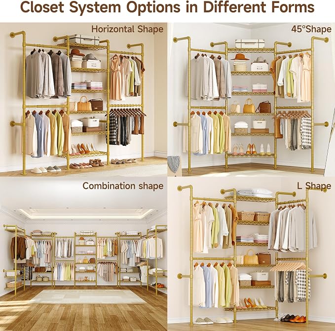 ONBRILL H3 Expandable Wall Mounted Closet System, 5.4FT-8.1FT Closet Organizer - Image 6