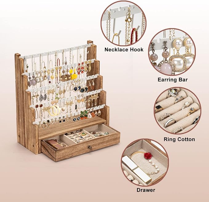 Pinzoveco Earring Organizer, 5 Layer Earring Holder Organizer - Image 7