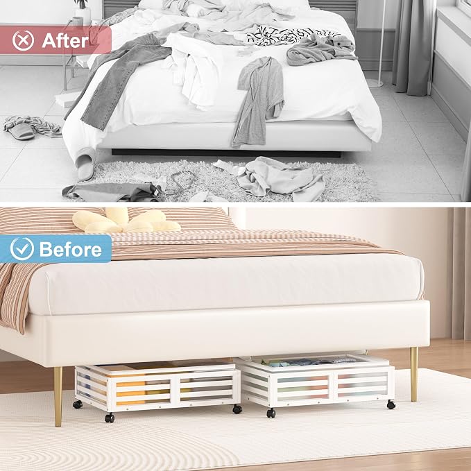 Under Bed Storage with Wheels-Large Bamboo Underbed storage Containers with - Image 6
