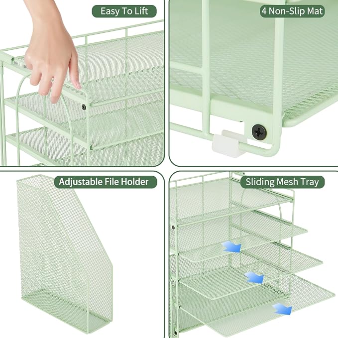 AUPSEN Green Desk Accessories Organizer, 5-Tier Letter Tray Paper Organizer - Image 6