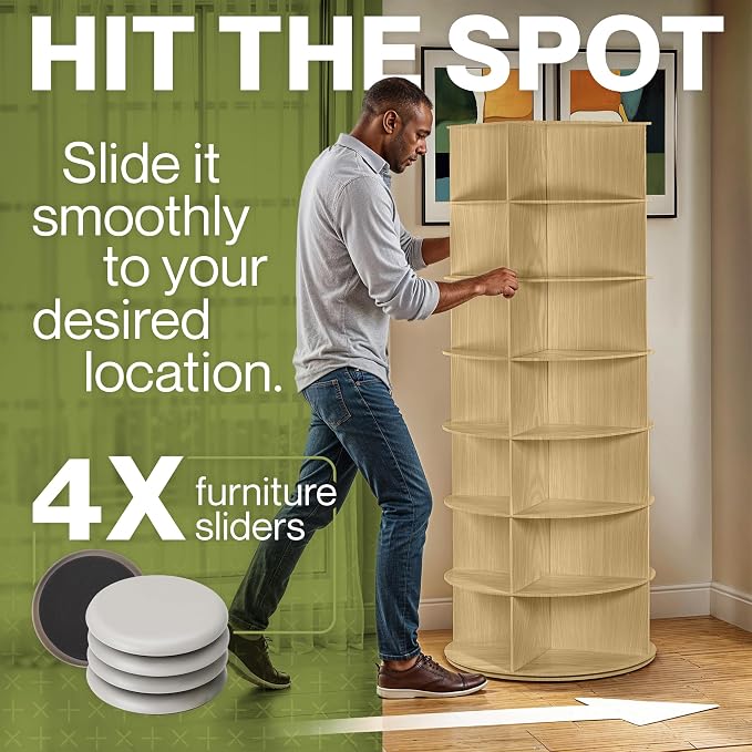 LOFT + IVY 7 Tier Rotating Shoe Rack Tower – 360° Spinning Storage Organizer - Image 4