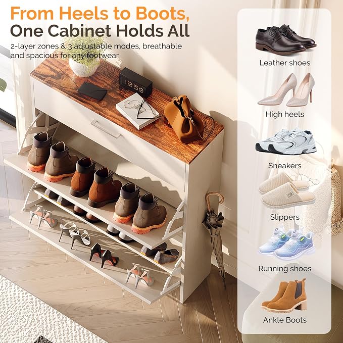 VINGLI Shoe Cabinet for Entryway, Farmhouse Slim Shoe Rack Storage - Image 7