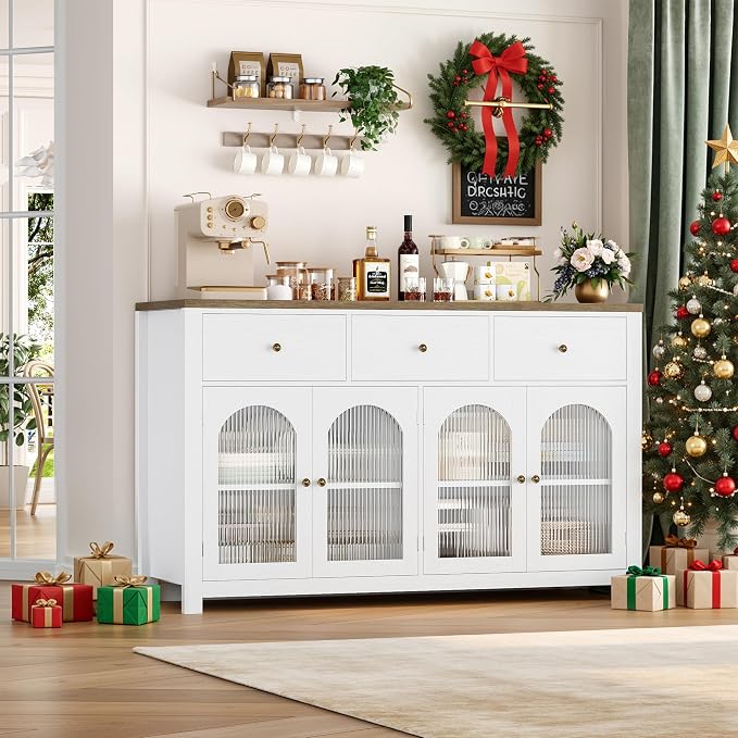 FINETONES Buffet Cabinet with Storage, 55.1" Large Sideboard Buffet Cabinet - Image 2