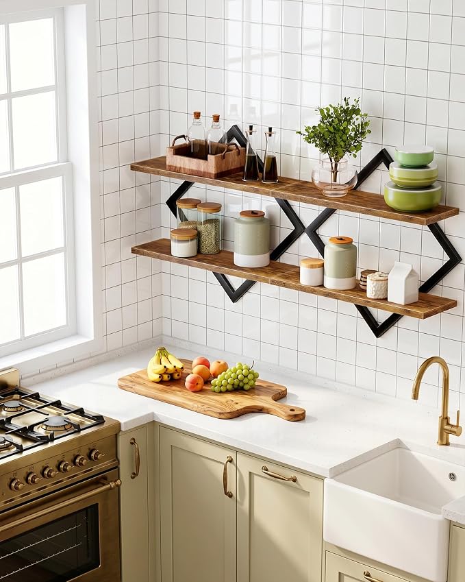CHOEZON Floating Shelves, 2-Tier Hanging Shelves, Wall Shelf Set of 2, Wall - Image 6
