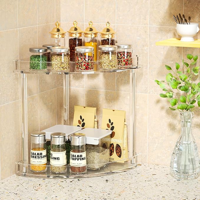 NPPLUS 2 Tier Acrylic Bathroom Counter Organizer, 2-Tier Corner Storage Shelf - Image 4