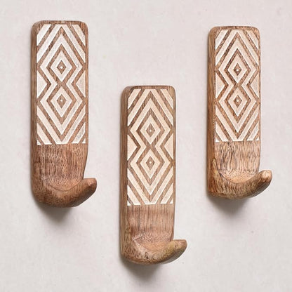 Indian Shelf 6 Pieces Wooden Adhesive Wall Hooks by IndianShelf