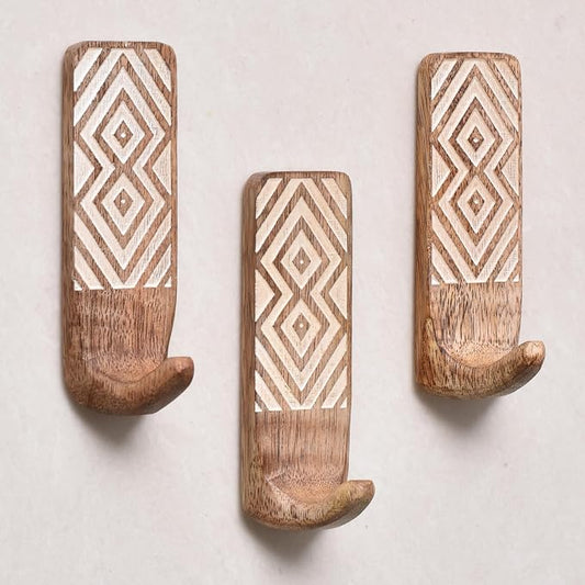 Indian Shelf 6 Pieces Wooden Adhesive Wall Hooks by IndianShelf