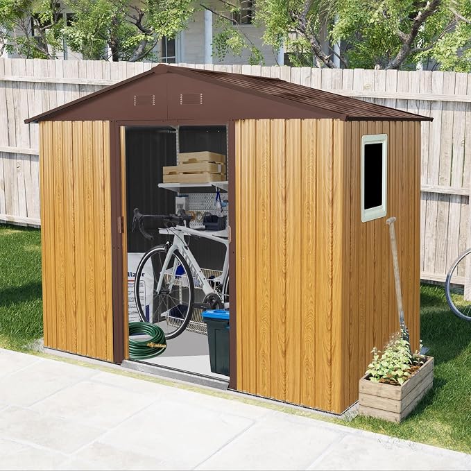 Outdoor Metal Storage Shed Window Ventilation Foundation Frame Waterproof - Image 2