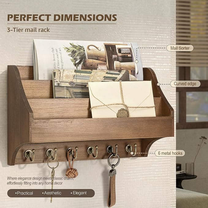 Rebee Vision Pine Wood Key Holder Wall Mount - Image 4