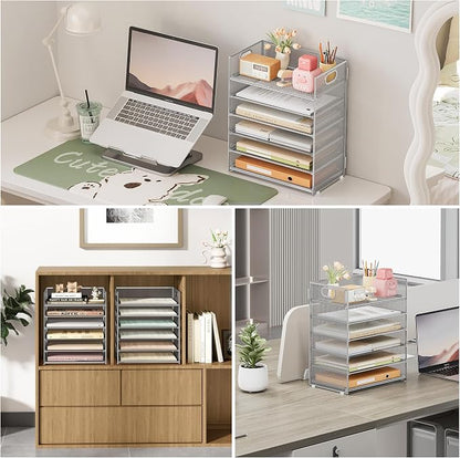 Subekyu 6-Tier Desk Paper Organizer, Desktop File Letter Tray - Image 3