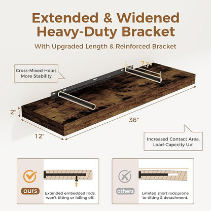 Floating Shelves 36 Inch Long, 12 Inch Deep Floating Shelves - Image 3
