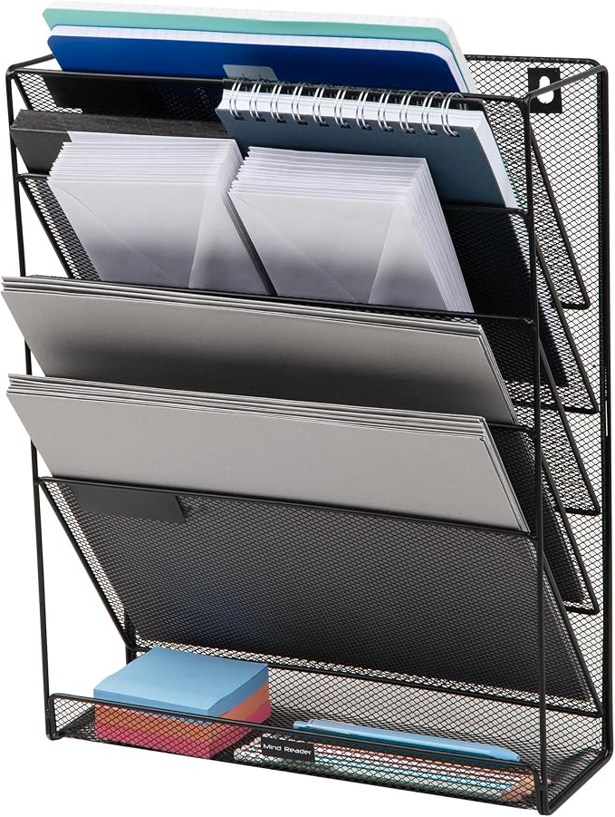 Mind Reader 5-Tier Vertical File Storage, Desktop Organizer, Wall Mount - Image 5