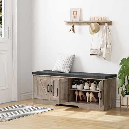 HOMSHO Farmhouse Shoe Storage Bench - Image 2