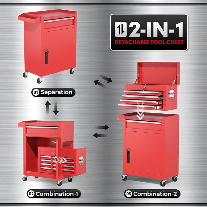 INTERGREAT Tool Chest, 5 Drawers Rolling Tool Chest - Image 8