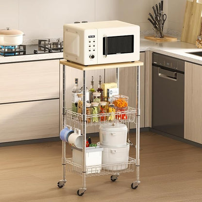 Homeiju Rolling Kitchen Storage Cart, 3-Tier Storage Rack on Caster Wheels by Homeiju