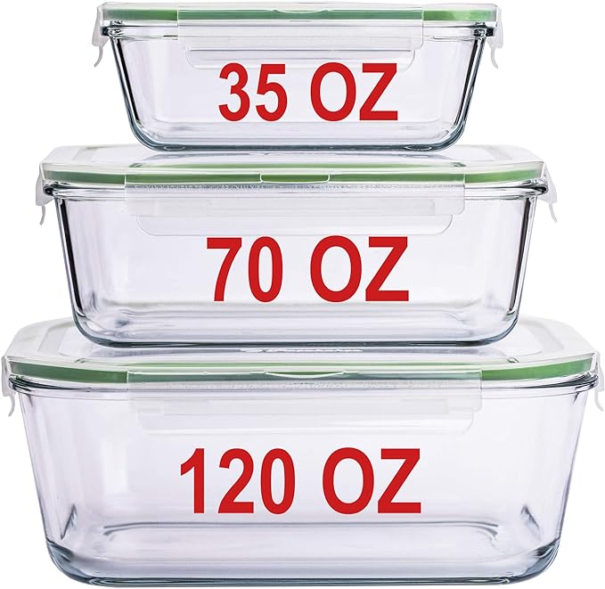 X-LARGE Glass Food Storage Containers by AGTRADE