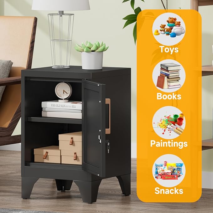 23.6" H Metal Locker Nightstand Set of 2, Small Side Table - Image 6