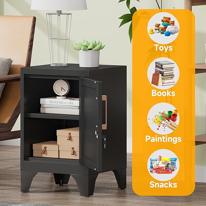 23.6"H Black Metal Locker Nightstand - Image 6