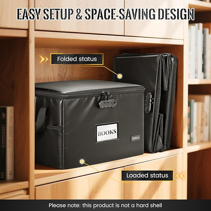 DEEGO Fireproof Document Box, Water-Resistant File Organizer Box - Image 5
