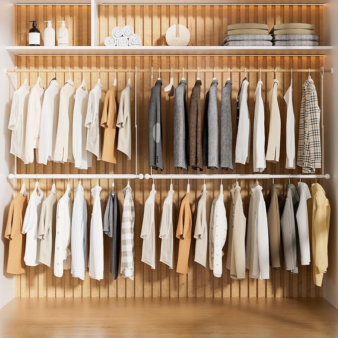 SUTINE Closet Rods for Hanging Clothes, Adjustable Closet Extender Hanging Rod - Image 7