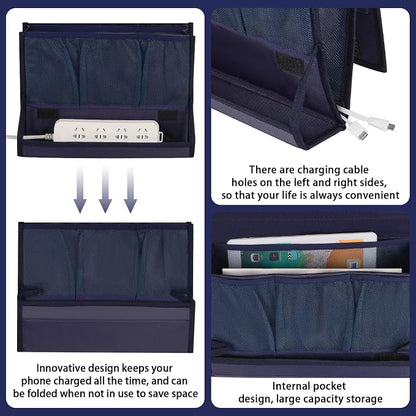 Bedside Storage Organizer with Power Strip Holder and Adjustable Straps Bed - Image 5