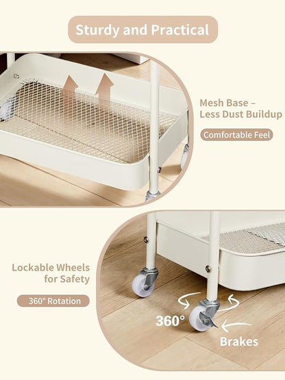 Fortella Baby Diaper Caddy, 3 Tier Rolling Storage Cart - Image 4